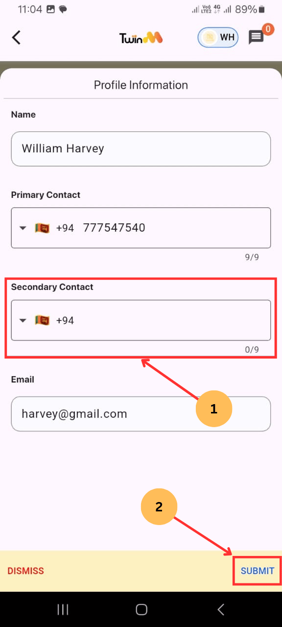 web customer otp
