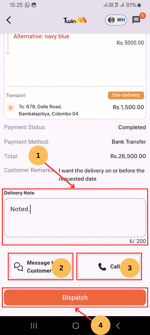 web customer otp