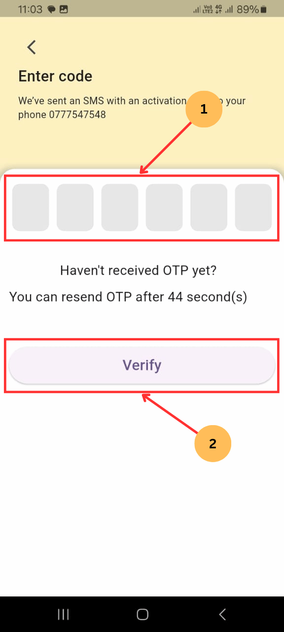 mobile customer sign-up