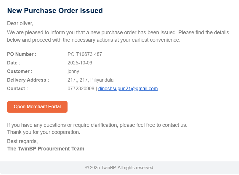 web customer order