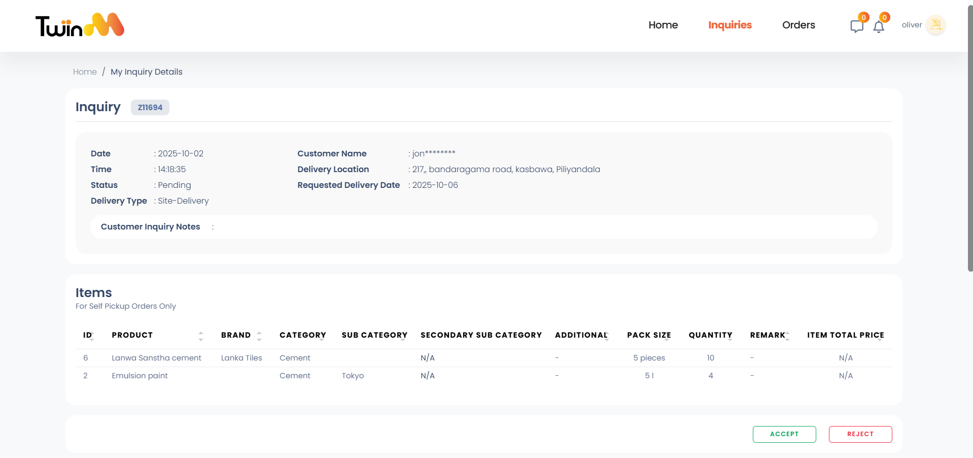 web customer otp